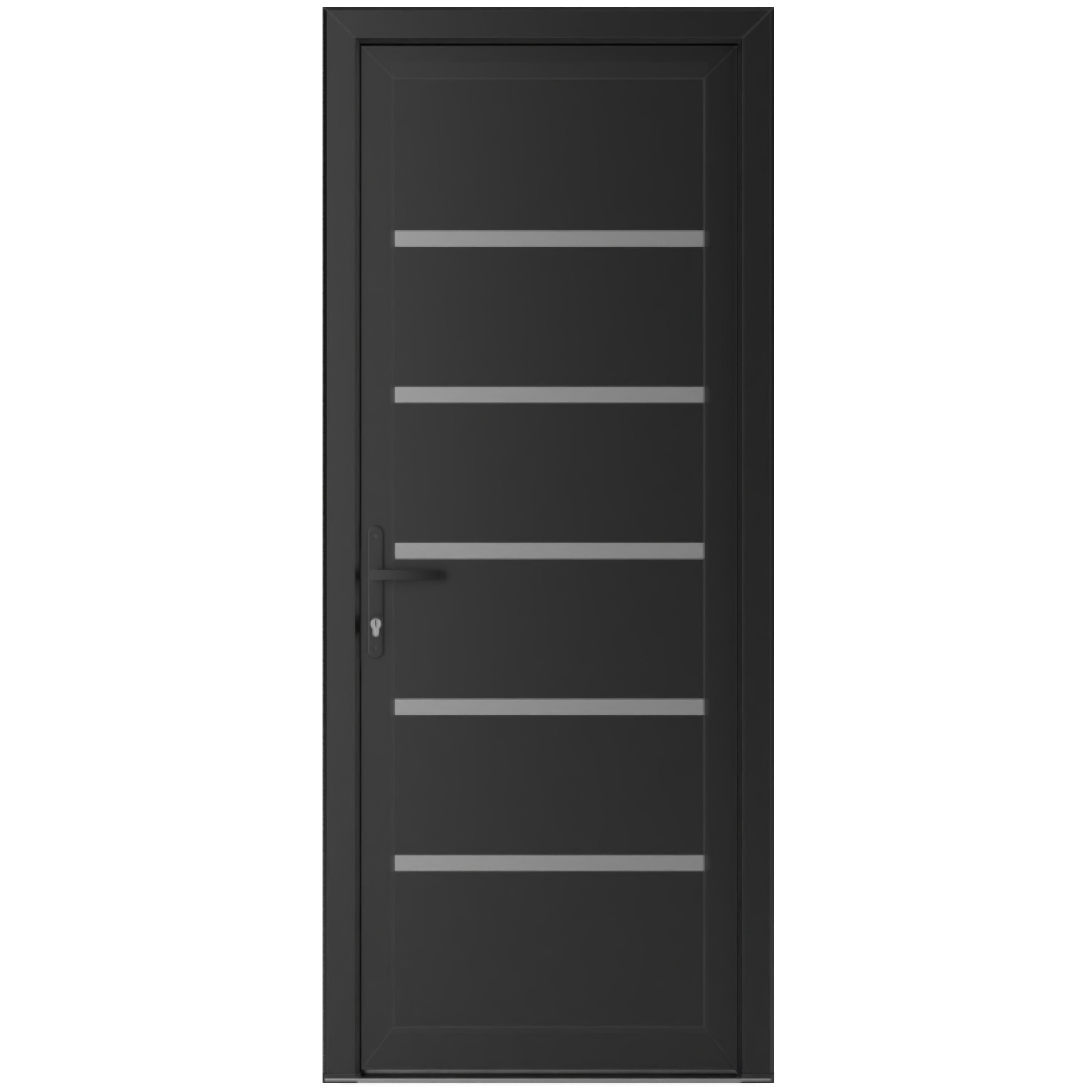 Front Exterior Prehung Metal-Plastic Door | Manux 8415 Matte Black | Office Commercial and Residential Doors Entrance Patio Garage W30x80 Right-hand