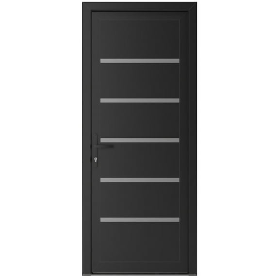 Front Exterior Prehung Metal-Plastic Door | Manux 8415 Matte Black | Office Commercial and Residential Doors Entrance Patio Garage W32x80 Right-hand