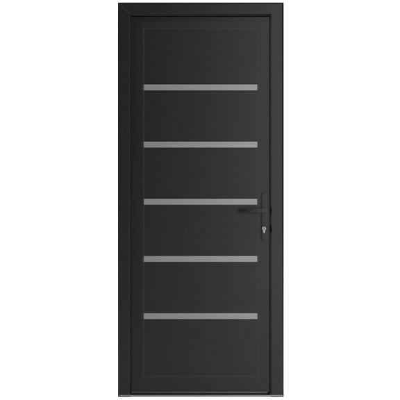 Front Exterior Prehung Metal-Plastic Door | Manux 8415 Matte Black | Office Commercial and Residential Doors Entrance Patio Garage W36x80 Left-hand