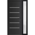 thumbnail image 1 of Front Exterior Prehung Metal-Plastic Door | Manux 8415 Matte Black | Side Sidelite Transom | Office Commercial and Residential Doors Entrance Patio Garage 42 x 80 (W30+12x80) Left-hand, 1 of 5