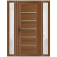 thumbnail image 1 of Front Exterior Prehung Metal-Plastic Door | Manux 8415 Walnut | 2 Side Sidelite Transoms | Office Commercial and Residential Doors Entrance Patio Garage 56 x 80 (W12+32+12x80) Right-hand, 1 of 6