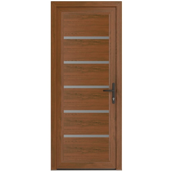 Front Exterior Prehung Metal-Plastic Door | Manux 8415 Walnut | Office Commercial and Residential Doors Entrance Patio Garage W30x80 Left-hand
