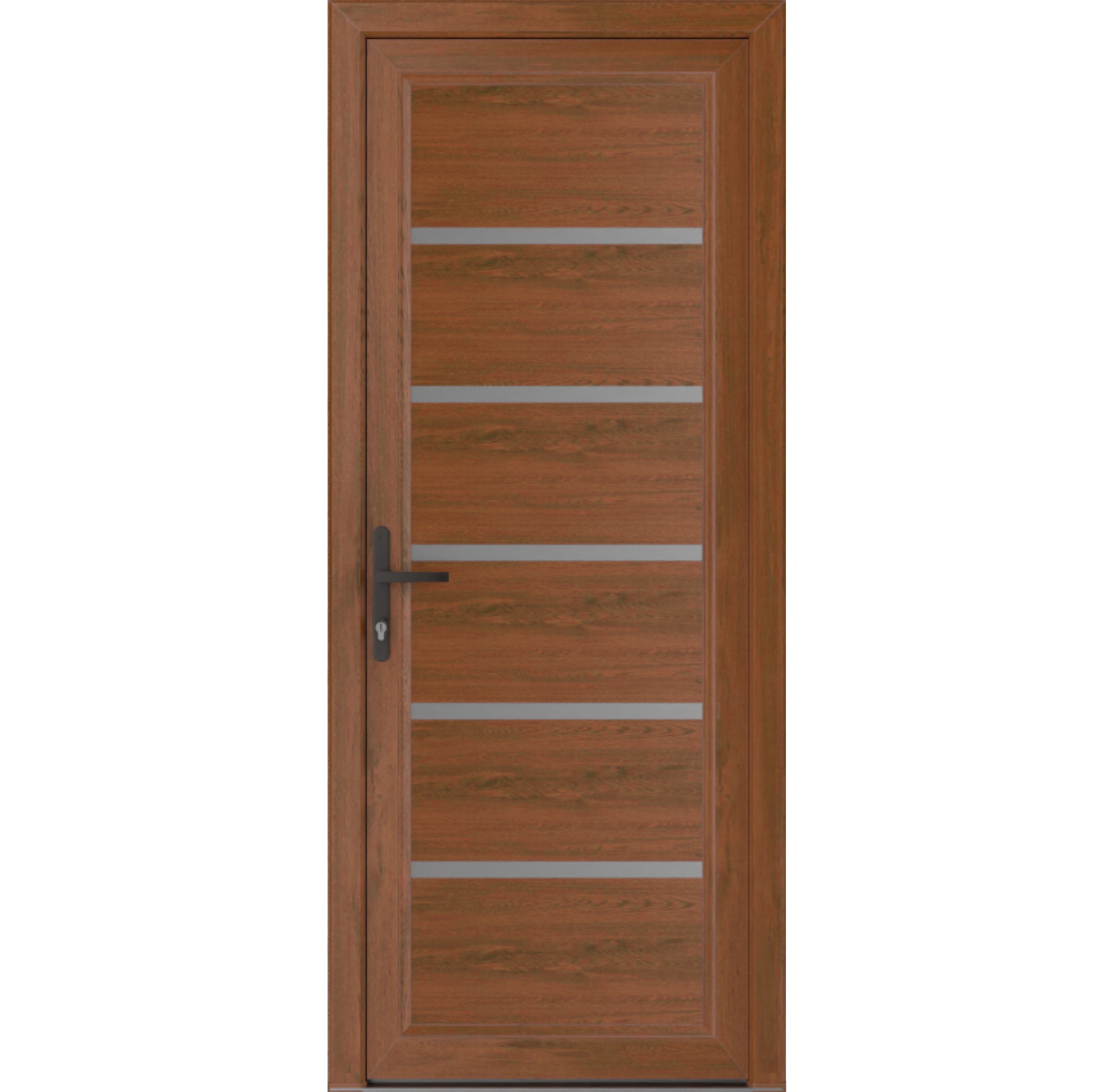 Front Exterior Prehung Metal-Plastic Door | Manux 8415 Walnut | Office Commercial and Residential Doors Entrance Patio Garage W30x80 Right-hand