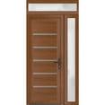 thumbnail image 1 of Front Exterior Prehung Metal-Plastic Door | Manux 8415 Walnut | Side and Top Sidelite Transom | Office Commercial and Residential Doors Entrance Patio Garage 44 x 94 (W32+12x80+14) Left-hand, 1 of 6