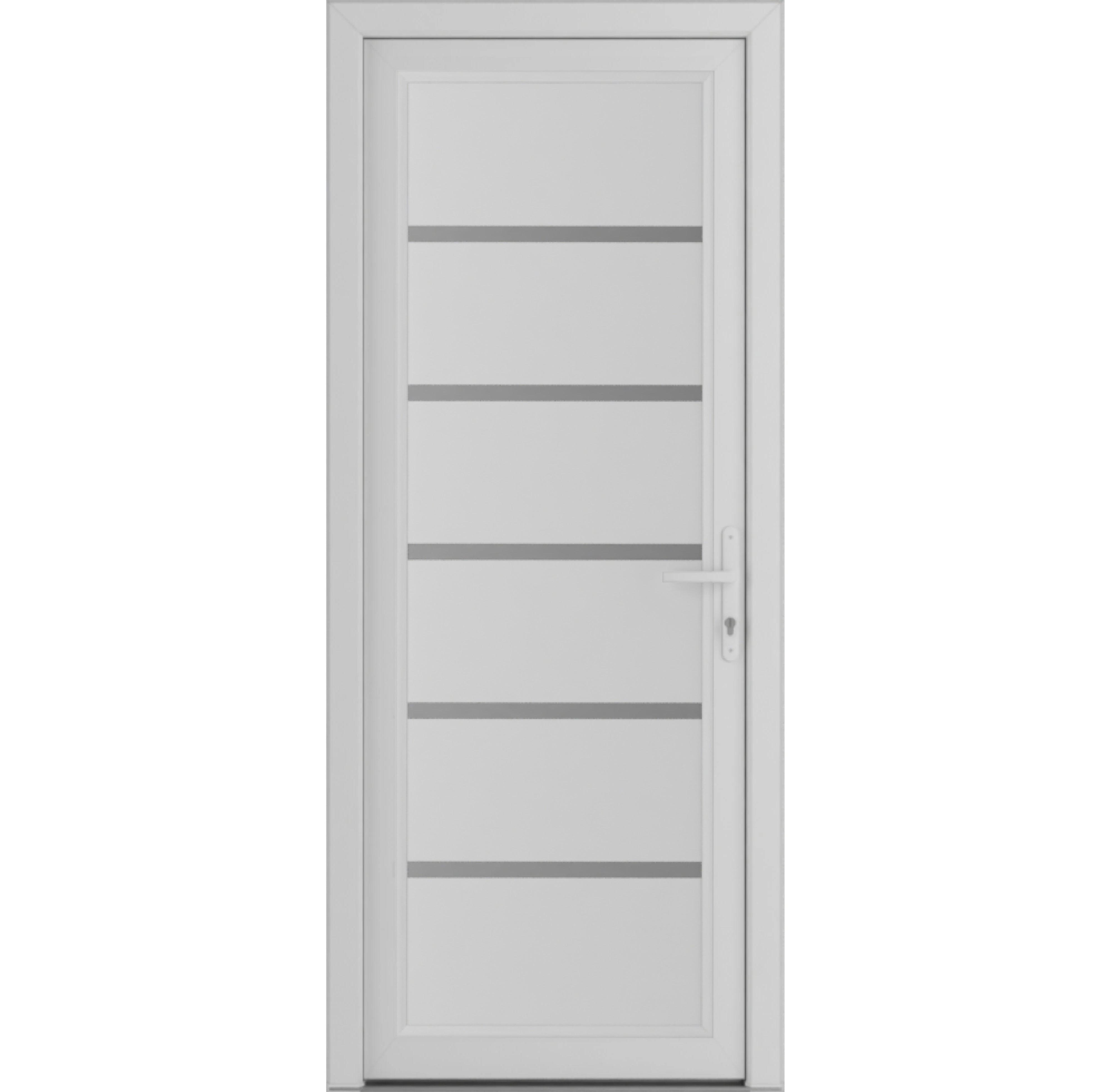Front Exterior Prehung Metal-Plastic Door | Manux 8415 White Silk | Office Commercial and Residential Doors Entrance Patio Garage W30x80 Left-hand
