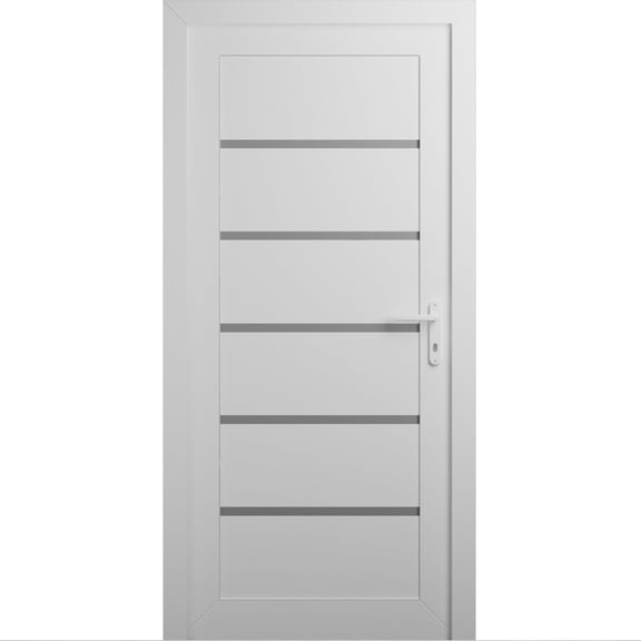 Front Exterior Prehung Metal-Plastic Door | Manux 8415 White Silk | Office Commercial and Residential Doors Entrance Patio Garage W30x80 Right-hand