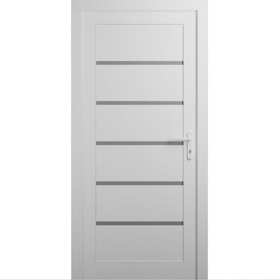 Front Exterior Prehung Metal-Plastic Door | Manux 8415 White Silk | Office Commercial and Residential Doors Entrance Patio Garage W30x80 Right-hand