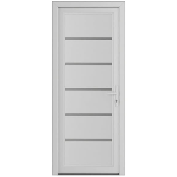 Front Exterior Prehung Metal-Plastic Door | Manux 8415 White Silk | Office Commercial and Residential Doors Entrance Patio Garage W36x80 Left-hand
