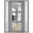 thumbnail image 1 of Front Exterior Prehung Metal-Plastic Door See-through / Manux 8555 Grey Ash / 2 Side Windows / Office Commercial and Residential Doors Entrance Patio Garage 64" x 80" Left-hand Inswing, 1 of 6