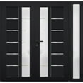 thumbnail image 1 of Front Exterior Prehung Metal-Plastic Double Doors / MANUX 8088 Matte Black / Sidelite Exterior Window / Office Commercial and Residential Doors Entrance Patio Garage 84 x 80, 1 of 5
