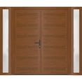 thumbnail image 1 of Front Exterior Prehung Metal-Plastic Double Doors / MANUX 8111 Walnut / 2 Sidelites Exterior WindoWLN / Office Commercial and Residential Doors Entrance Patio Garage 96 x 80, 1 of 5