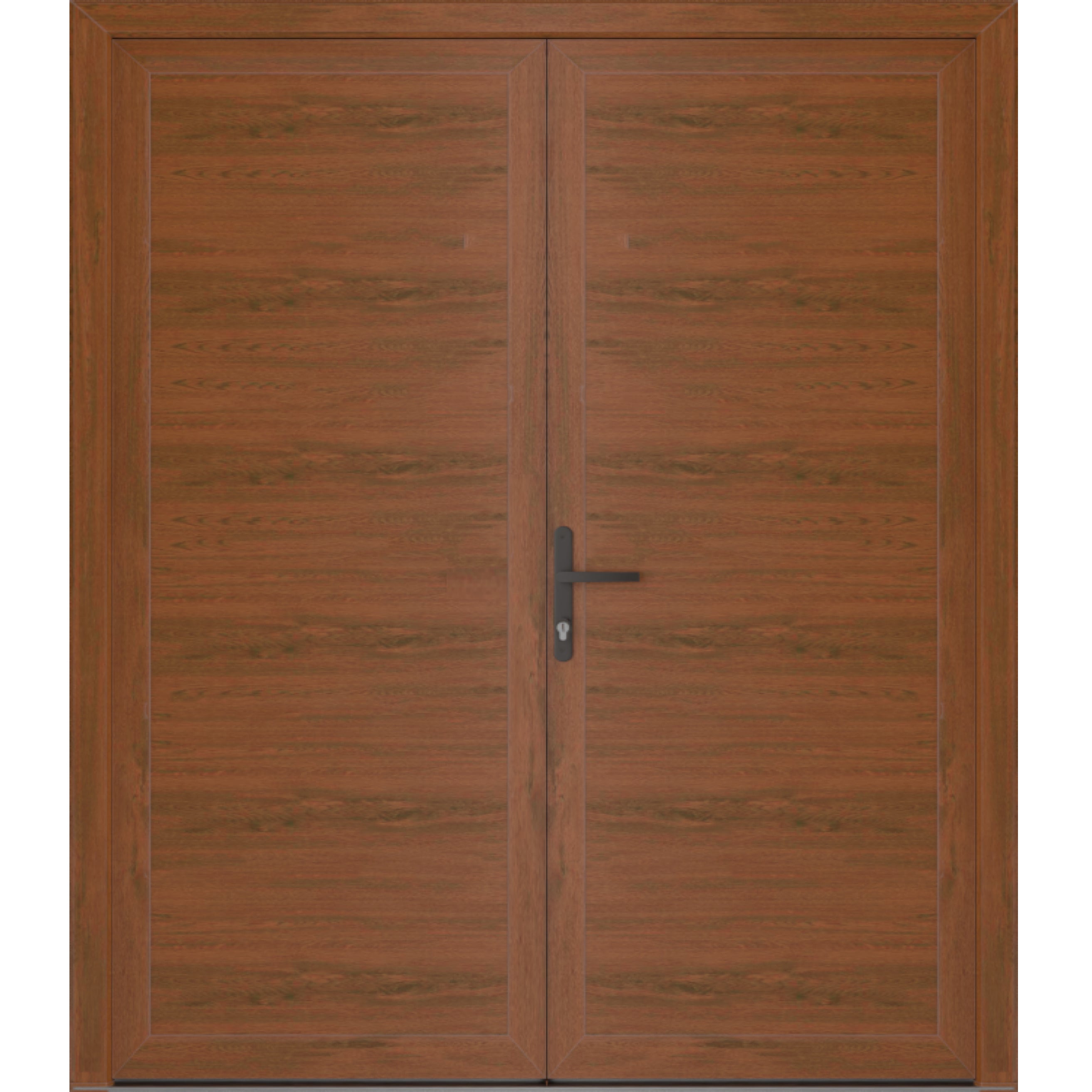 Front Exterior Prehung Metal-Plastic Double Doors / MANUX 8111 Walnut / Office Commercial and Residential Doors Entrance Patio Garage 72 x 80