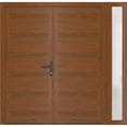 Front Exterior Prehung MetalPlastic Double Doors / MANUX 8111 Walnut