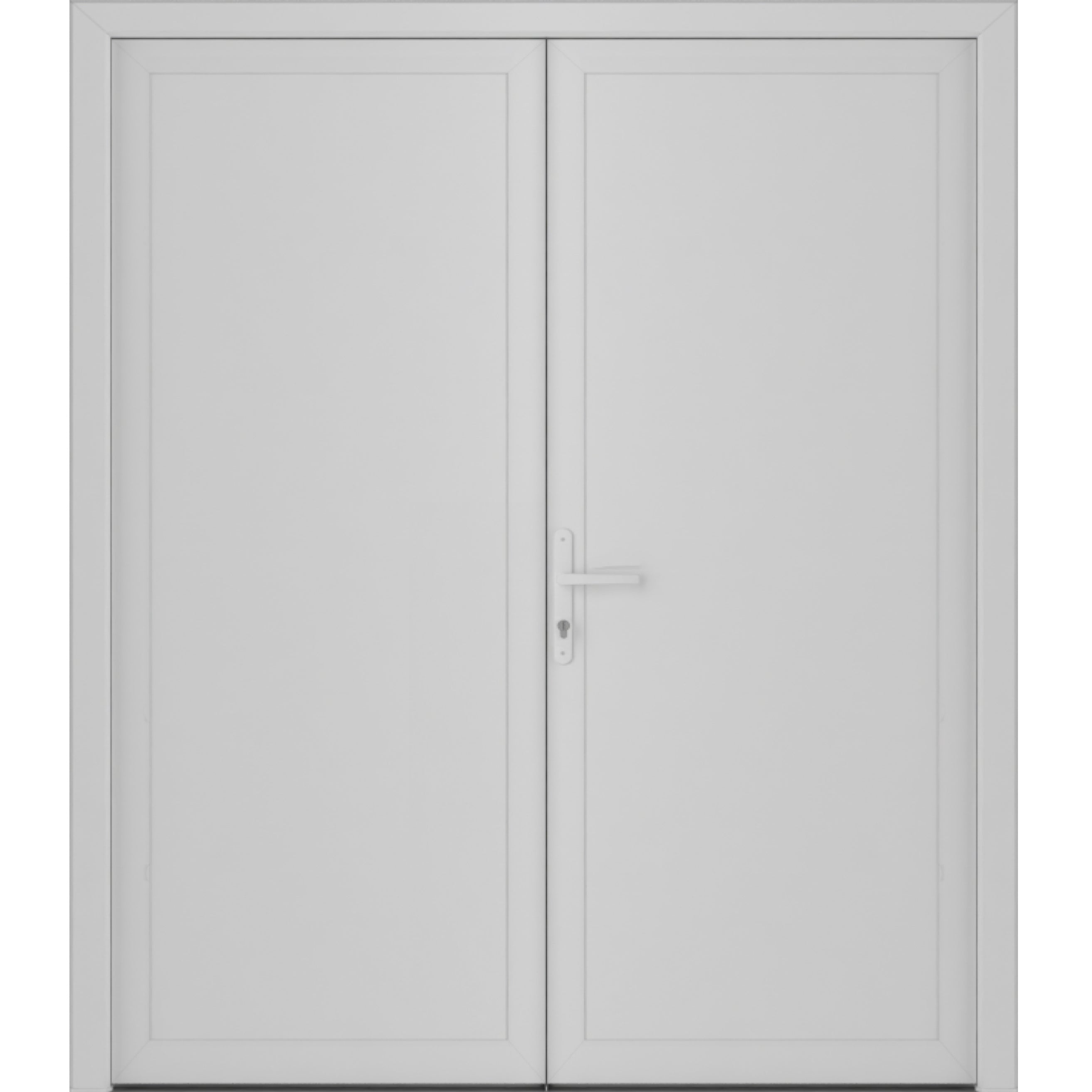 Front Exterior Prehung Metal-Plastic Double Doors / MANUX 8111 White Silk / Office Commercial and Residential Doors Entrance Patio Garage 72 x 80