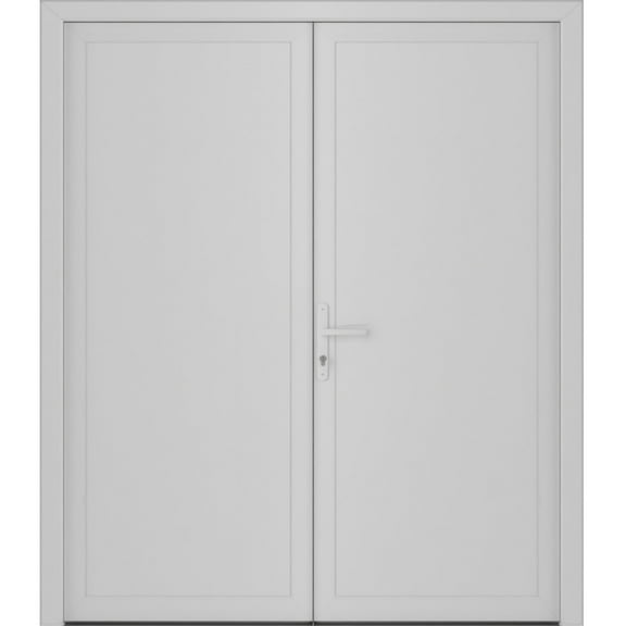 Front Exterior Prehung Metal-Plastic Double Doors / MANUX 8111 White Silk / Office Commercial and Residential Doors Entrance Patio Garage 72 x 80