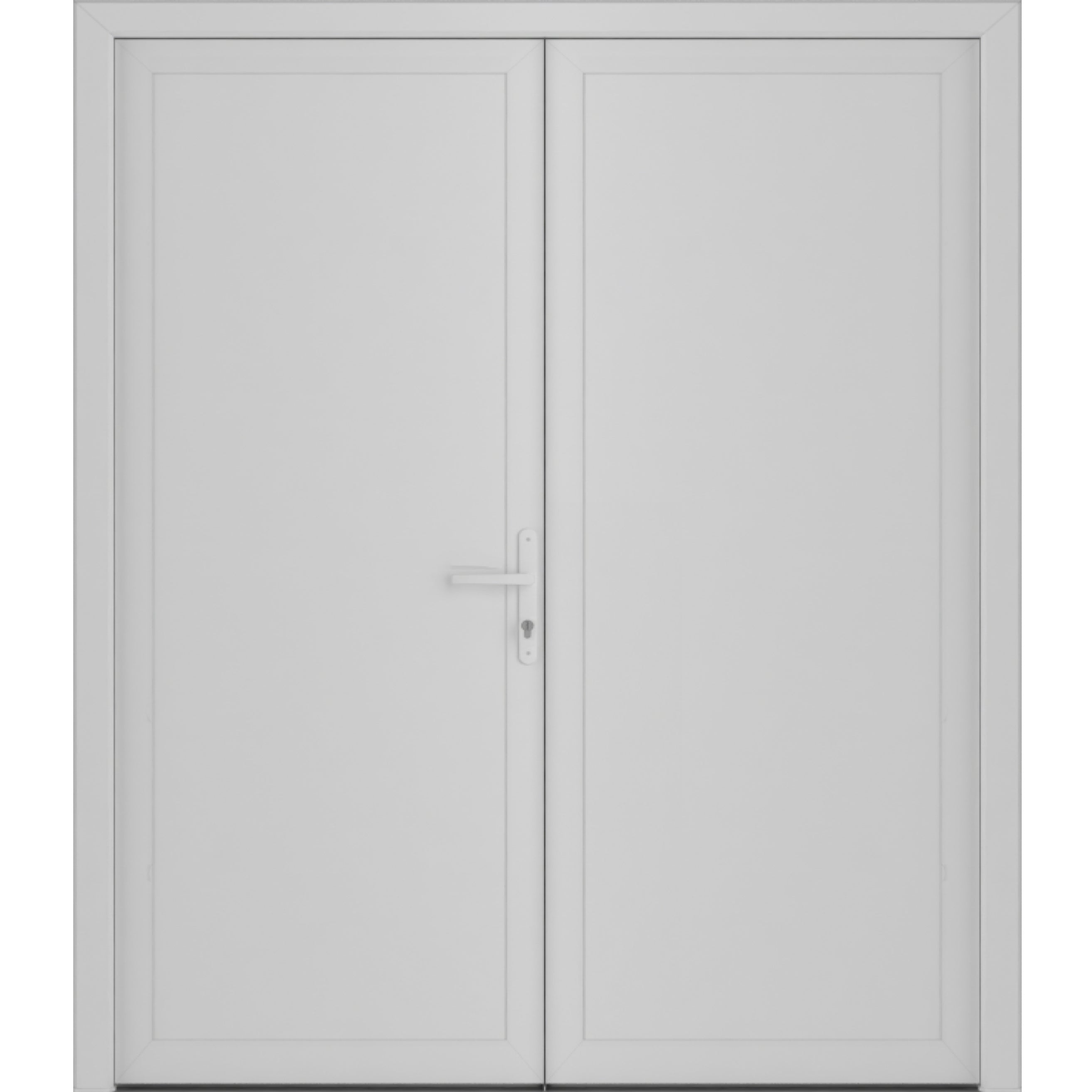 Front Exterior Prehung Metal-Plastic Double Doors / MANUX 8111 White Silk / Office Commercial and Residential Doors Entrance Patio Garage 72 x 80