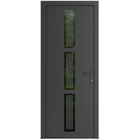 Front Exterior Prehung Metal-Plastic / MANUX 8112 Antracite / Office Commercial and Residential Doors Entrance Patio Garage 32 x 80 (32" x 80") Left-hand Inswing