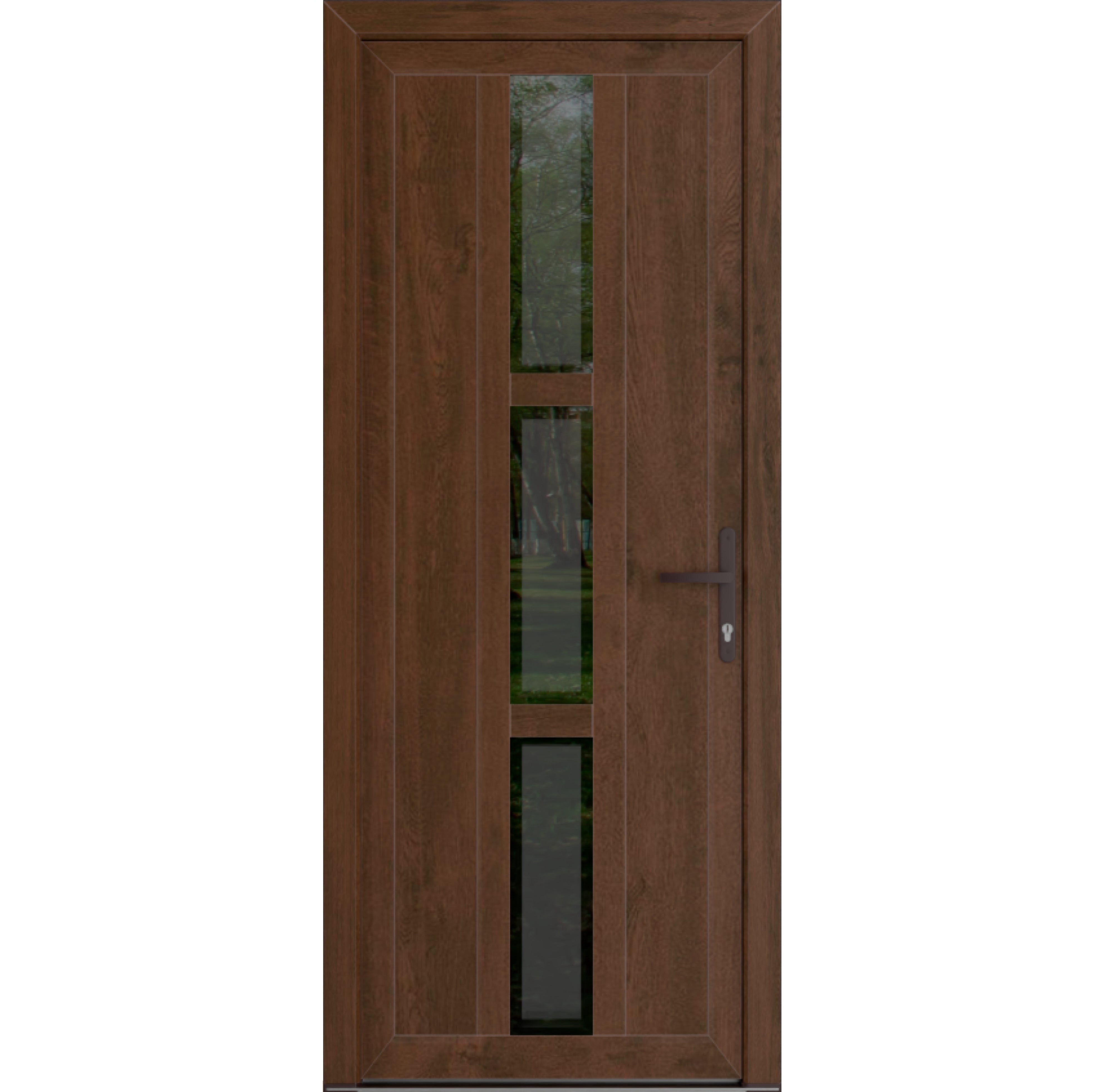 Front Exterior Prehung uPVC / MANUX 8112 Walnut / Office Commercial and Residential Doors Entrance Patio Garage 32 x 80 (32" x 80") Left-hand Inswing