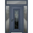 thumbnail image 1 of Front Exterior Prehung Steel Door / Ballucio 6044 Gray Graphite / 2 Side and Top Exterior Window / Stainless Inserts Single Modern Painted-W12+36+12x80+16-Right-hand, 1 of 6