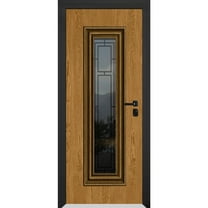 Front Exterior Prehung Steel Door / Ballucio 6644 Natural Oak / Entry Metal Modern Painted W36x80 Left-hand