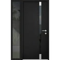 thumbnail image 1 of Front Exterior Prehung Steel Door / Cynex 6777 Black / Side Exterior Window / Stainless Inserts Single Modern Painted-W36+16" x H80"-Left-hand Inswing, 1 of 7