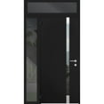 thumbnail image 1 of Front Exterior Prehung Steel Door / Cynex 6777 Black / Side and Top Exterior Window / Stainless Inserts Single Modern Painted-W36+12" x H80+16"-Left-hand Outswing, 1 of 6