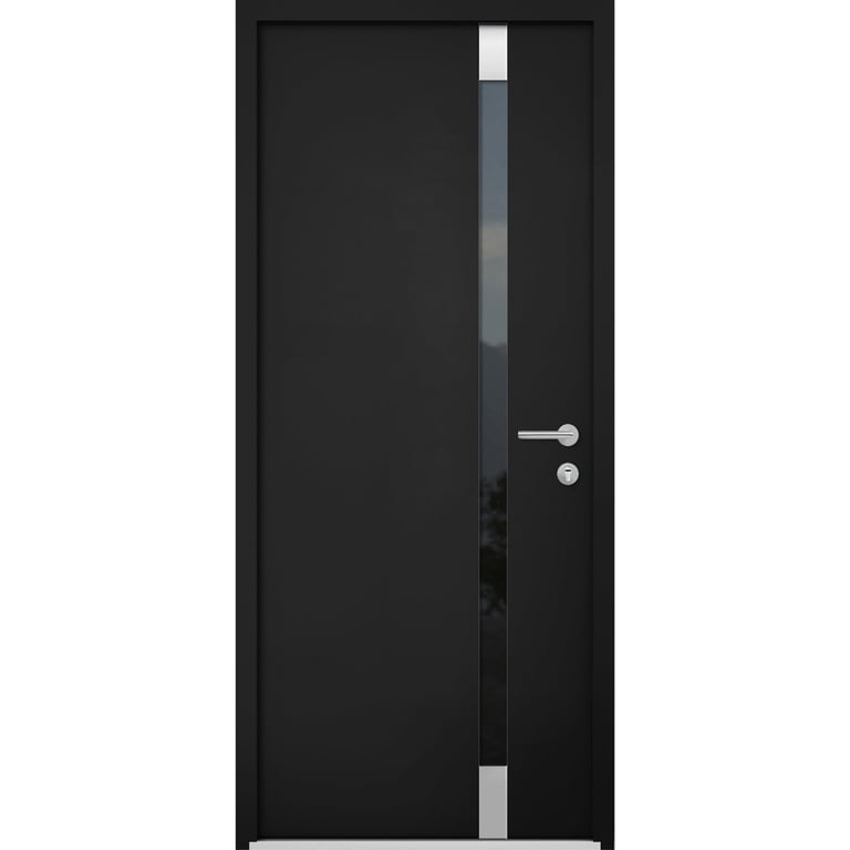 Front Exterior Prehung Steel Door / Cynex 6777 Black / Stainless