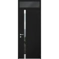 thumbnail image 1 of Front Exterior Prehung Steel Door / Cynex 6777 Black / Top Exterior Window / Stainless Inserts Single Modern Painted-W36" x H80+16"-Right-hand Outswing, 1 of 7