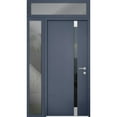 thumbnail image 1 of Front Exterior Prehung Steel Door / Cynex 6777 Grey / Side and Top Exterior Window / Stainless Inserts Single Modern Painted-W36+12" x H80+16"-Left-hand Inswing, 1 of 7
