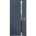 thumbnail image 1 of Front Exterior Prehung Steel Door / Cynex 6777 Grey / Stainless Inserts Single Modern Painted-W32" x H80"-Left-hand Outswing, 1 of 6