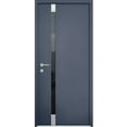 thumbnail image 1 of Front Exterior Prehung Steel Door / Cynex 6777 Grey / Stainless Inserts Single Modern Painted-W36" x H80"-Right-hand Inswing, 1 of 6