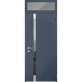 thumbnail image 1 of Front Exterior Prehung Steel Door / Cynex 6777 Grey / Top Exterior Window / Stainless Inserts Single Modern Painted-W32" x H80+16"-Right-hand Outswing, 1 of 6