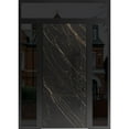 thumbnail image 1 of Front Exterior Prehung Steel Door / Dekton 0118 Natural Noir / 2 Side and Top Exterior Window Sidelite / Entry Metal Modern Painted W12+36+12x96+16 Left-hand, 1 of 5
