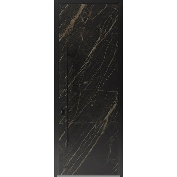 Front Exterior Prehung Steel Door / Dekton 0118 Natural Noir / Entry Metal Modern Painted W36x96 Right-hand