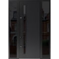 thumbnail image 1 of Front Exterior Prehung Steel Door / Dekton 0163 Ardesia Nero / 2 Side Exterior Windows Sidelites/ Entry Metal Modern Painted W16+36+16x96 Right-hand, 1 of 4