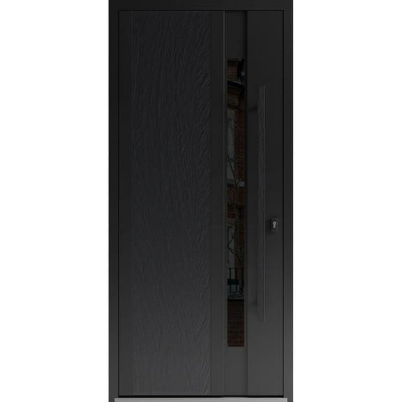Front Exterior Prehung Steel Door / Dekton 0163 Ardesia Nero / Entry Metal Modern Painted W36x80 Left-hand