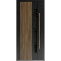 Front Exterior Prehung Steel Door / Dekton 0163 Venezia Noce / Entry Metal Modern Painted W36x80 Left-hand