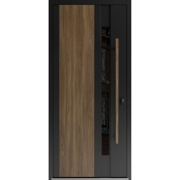 Front Exterior Prehung Steel Door / Dekton 0163 Venezia Noce / Entry Metal Modern Painted W36x80 Left-hand