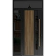 thumbnail image 1 of Front Exterior Prehung Steel Door / Dekton 0163 Venezia Noce / Side and Top Exterior Window Sidelite / Entry Metal Modern Painted W36+14x80+16 Left-hand, 1 of 6