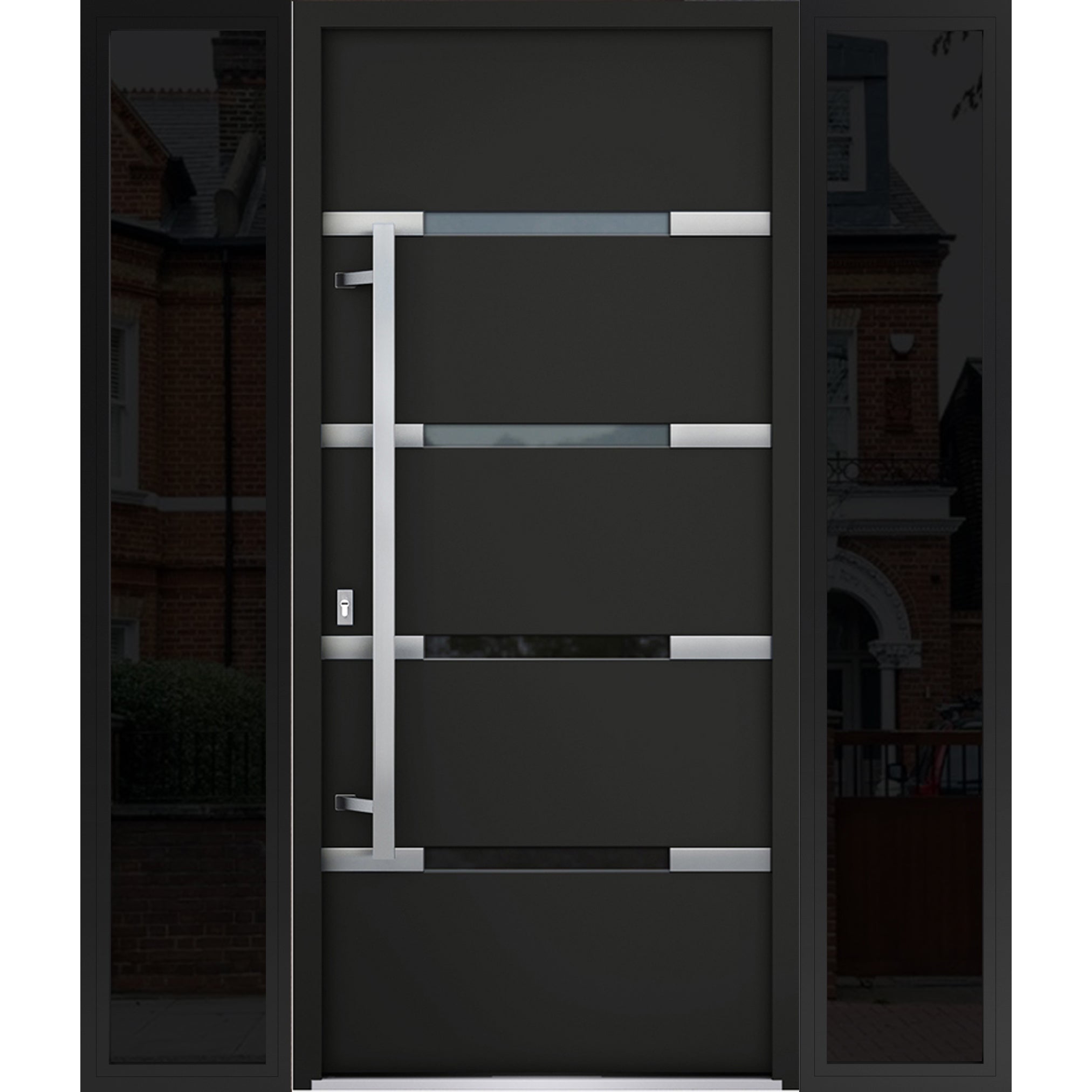Front Exterior Prehung Steel Door / Deux 1105 Black Enamel / 2