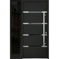 thumbnail image 1 of Front Exterior Prehung Steel Door / Deux 1105 Black Enamel / Side Exterior Window Sidelite / Stainless Inserts Entry Metal Modern Painted W36+14" x H80" Left hand Inswing, 1 of 6