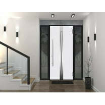 Front Exterior Prehung Steel Door / Deux 1744 Natural Oak / 2 Side Exterior Black Windows / Stainless Inserts Single Modern Painted-W12 36 12" x H80"-Left-hand Inswing