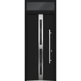 thumbnail image 1 of Front Exterior Prehung Steel Door / Deux 1755 Black Enamel / Top Exterior Window / Stainless Inserts Single Modern Painted-W36" x H80+16"-Left-hand Inswing, 1 of 5