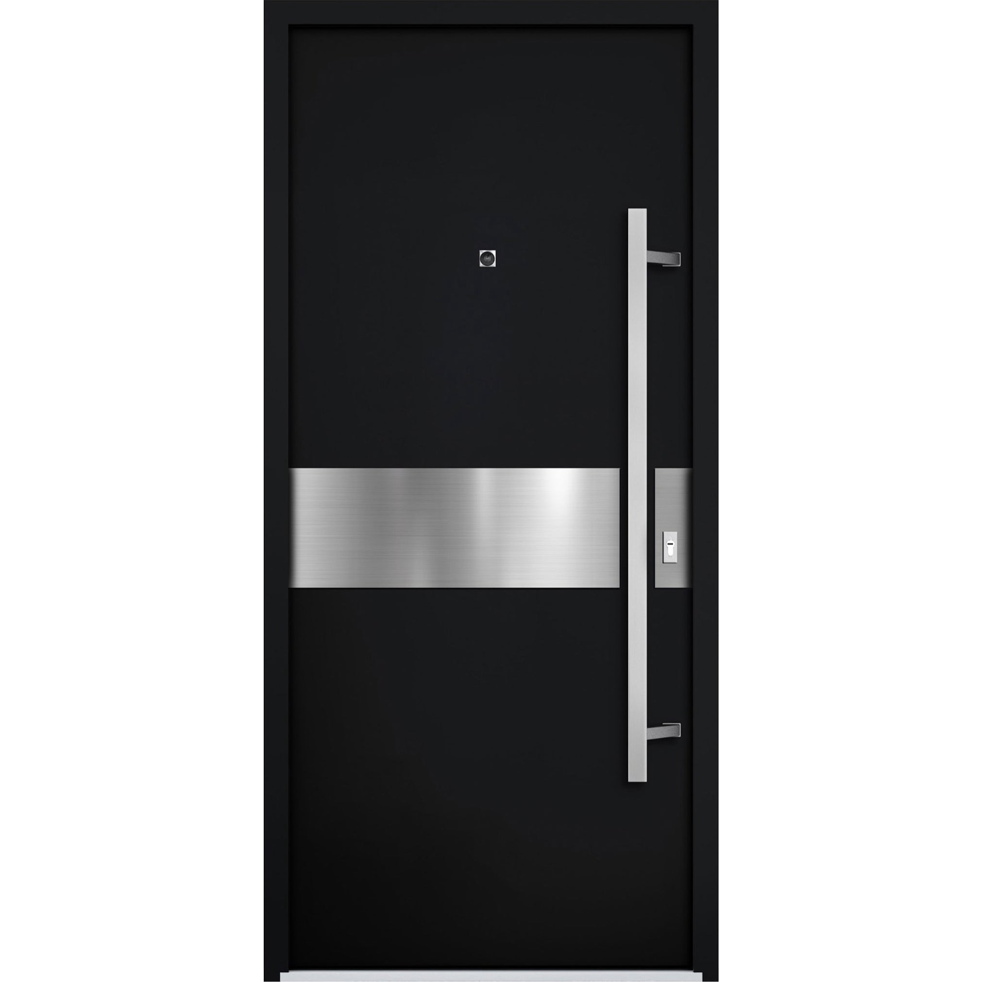 Front Exterior Prehung Steel Door / Deux 6072 Black Enamel / Entry Metal Modern Painted W36" x H80" Left hand Inswing