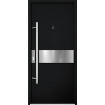 Front Exterior Prehung Steel Door / Deux 6072 Black Enamel / Entry Metal Modern Painted