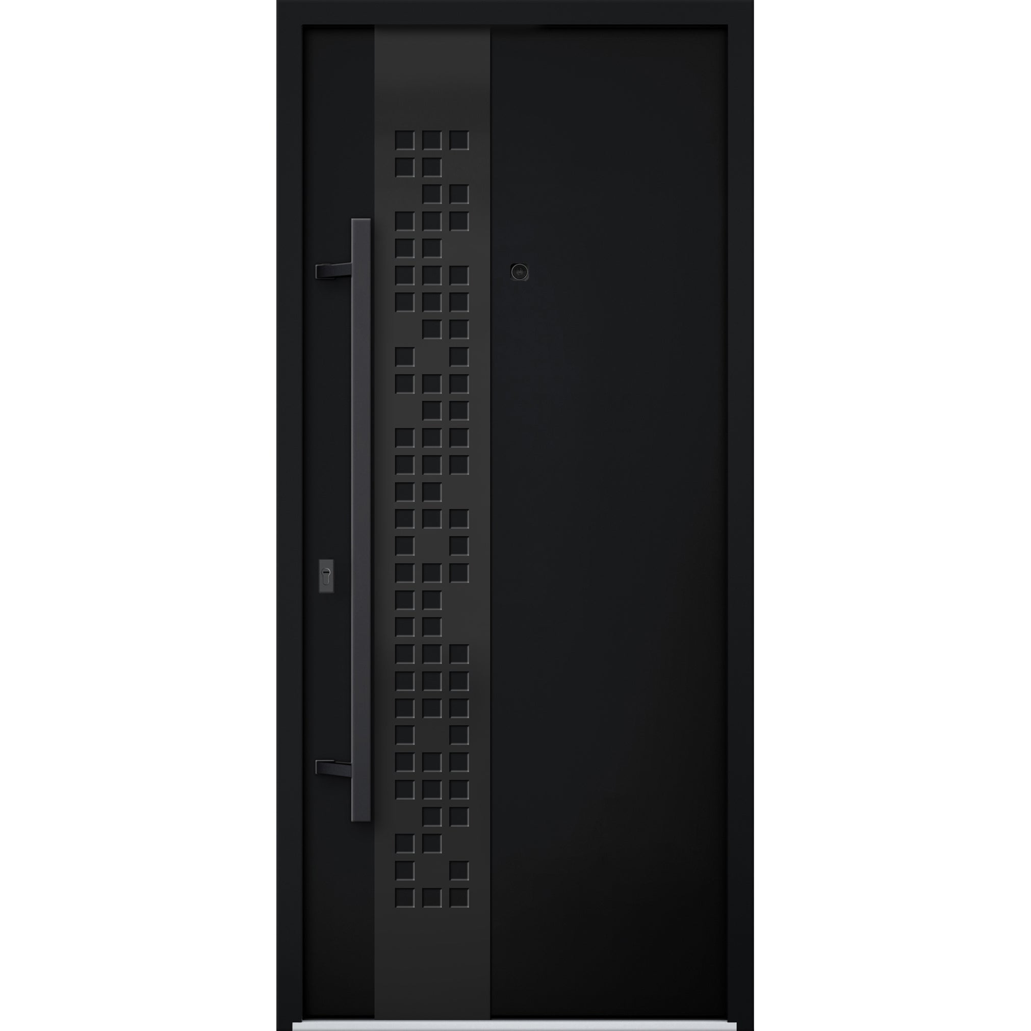 Modern Black Metal Exterior Prehung Door with Sidelites