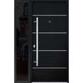 thumbnail image 1 of Front Exterior Prehung Steel Door / Deux 6083 Black Enamel / Side Exterior Window Sidelite / Stainless Inserts Entry Metal Modern Painted W36+16" x H80" Right hand Inswing, 1 of 6
