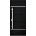 thumbnail image 1 of Front Exterior Prehung Steel Door / Deux 6083 Black Enamel / Stainless Inserts Entry Metal Modern Painted, 1 of 5