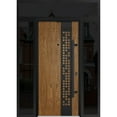 thumbnail image 1 of Front Exterior Prehung Steel Door / Deux 6678 Natural Oak / 2 Side and Top Exterior Window Sidelite / Entry Metal Modern Painted W12+36+12" x H80+16" Left hand Inswing, 1 of 6