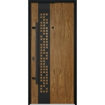 Front Exterior Prehung Steel Door / Deux 6678 Natural Oak / Entry Metal Modern Painted